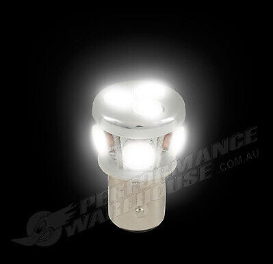 2 x High Powered 8 Led Bayonet White Turn Signal 12 Volt 1157 Offset Post