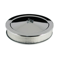 Air Cleaner Chrome 14" X 3" Recessed Base 5-1/8" Neck Holley, Edelbrock, Rochester, Quadrajet