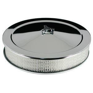 Air Cleaner Chrome 14" X 3" Recessed Base 5-1/8" Neck Holley, Edelbrock, Rochester, Quadrajet