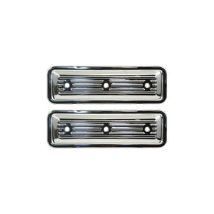 Holden Side Plate Covers, Chrome Finned Pair for 6cyl 149 161 173 179 186 202 Red Blue Black