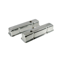 Chrome Steel Tall Valve Rocker Covers Pair Small Block Chevy SBC 283 307 350 383