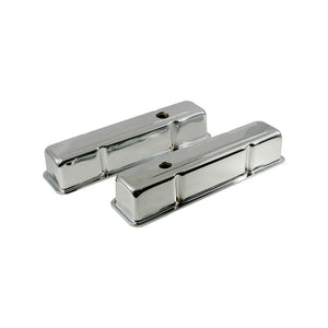 Chrome Steel Tall Valve Rocker Covers Pair Small Block Chevy SBC 283 307 350 383