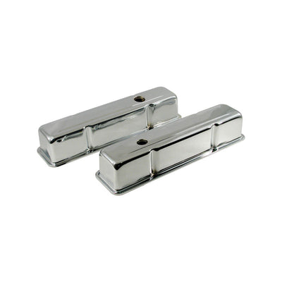 Chrome Steel Tall Valve Rocker Covers Pair Small Block Chevy SBC 283 307 350 383