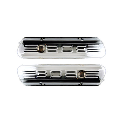 308 Logo Holden V8 Chrome Steel Valve Rocker Covers Tall Design Pair