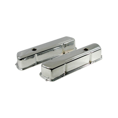 Chrome Steel Tall Valve Rocker Covers Pair suits Holden 253 308 (No Logo)