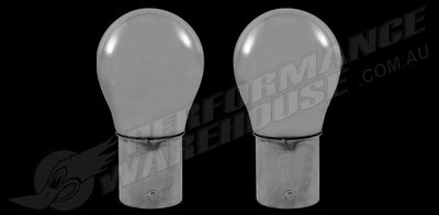 3A Racing Chrome Coated 15D Dual Base 12 Volt Globes, Red Light Pair