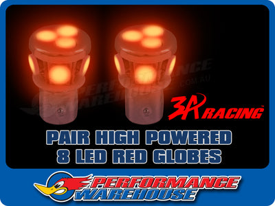 2 x High Powered 8LED Bayonet Red Turn Signal 12 Volt 1157 Offset Post