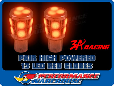 2 x High Powered 13LED Bayonet Red Turn Signal 12 Volt 1157 Offset Post