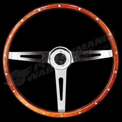 15" Diameter Laminated Wood Steering Wheel, 4"Deep Dish with Adaptor & Horn Button