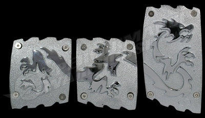 DRAGON PEDAL PADS MANUAL TRANS 3 PIECE CHROME/SILVER - Unique and Distinctive