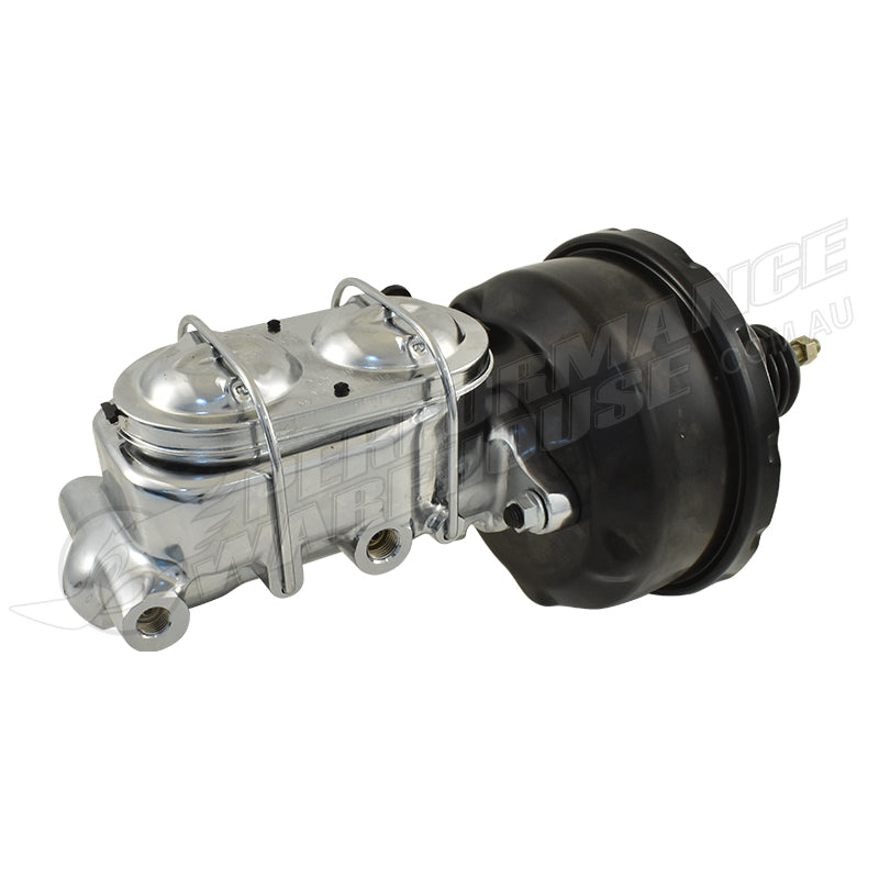 Universal 1-1/8" Bore Chrome GM Style Master Cylinder & 7" Black Singl ...