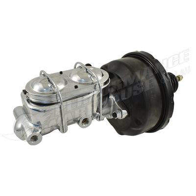 Universal 1-1/8" Bore Chrome GM Style Master Cylinder & 7" Black Single Brake Booster