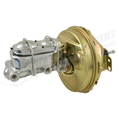 Universal 1-1/8" Bore Chrome GM Style Master Cylinder & 9" Zinc Single Brake Booster