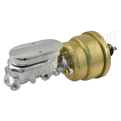 Universal 1" Bore Finned Top Master Cylinder & 7" Zinc Dual Brake Booster