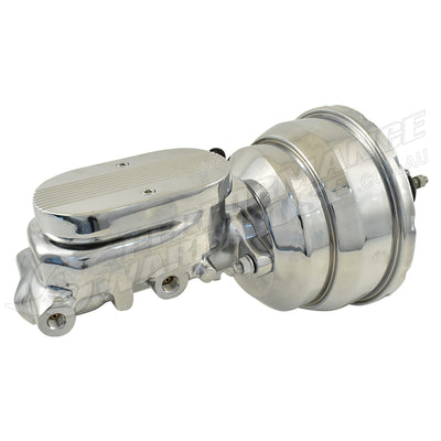 Universal 1" Bore Finned Top Master Cylinder & 8" Chrome Dual Brake Booster