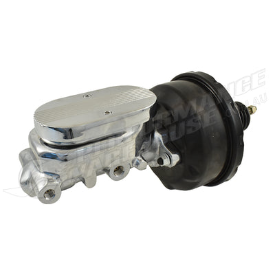 Universal 1" Bore Finned Top Master Cylinder & 7" Black Single Brake Booster