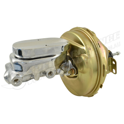 Universal 1" Bore Finned Top Master Cylinder & 9" Zinc Single Brake Booster