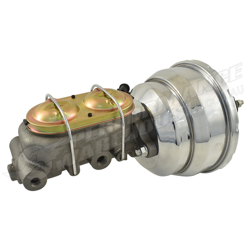 1 1/8 Bore 2-Port Finned Master Cylinder & 8" Dual Brake Booster – Universal Kit By Transmountracing