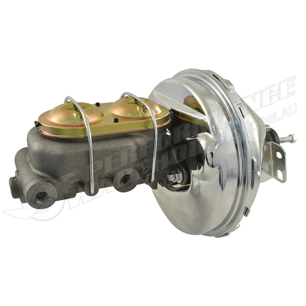 Universal 1-1/8" Bore GM Style Master Cylinder & 9" Chrome Single Brak ...