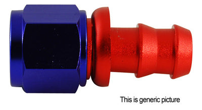 AN8 Straight Push-On Hose End Blue/Red