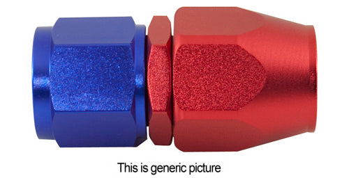 AN6 Straight Reusable Hose End Blue/Red