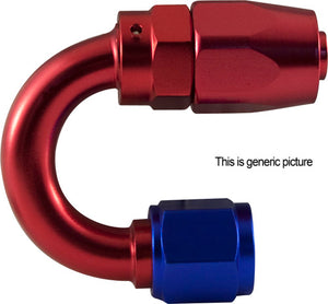 AN6 180 Degree Reusable Hose End Blue/Red