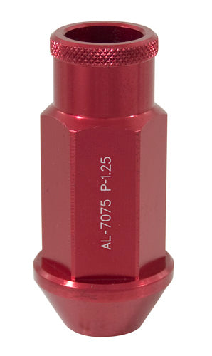 WHEEL LUG NUTS ALUMINIUM L52mm 1.25 RED