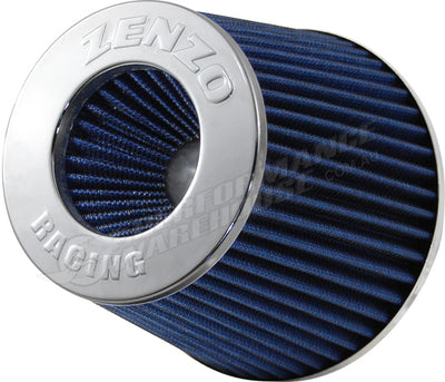Zenzo Racing 3 Inch 77mm Performance Pod Air Filter Chrome Top Blue Filter