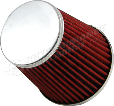 Zenzo Racing 3 Inch 77mm Cobra Air Filter Chrome Top Red Filter