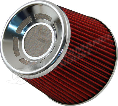 Zenzo Racing 3 Inch 77mm Blitz Style Air Filter Chrome Top Red Filter